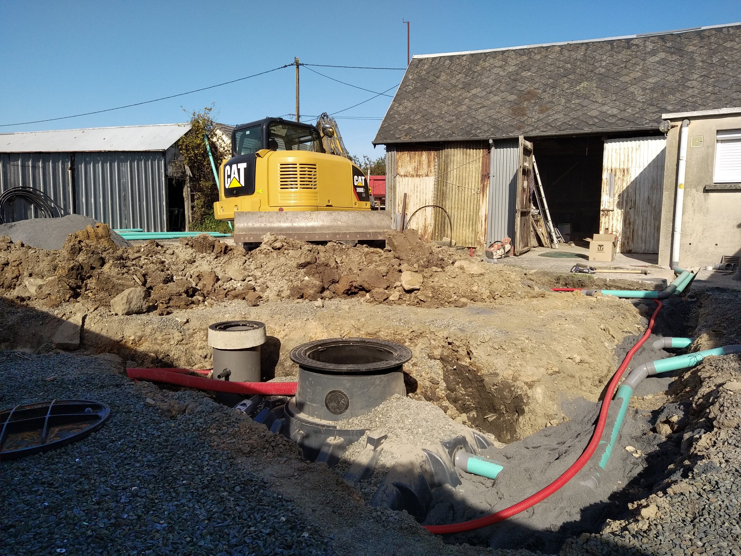 Assainissement Non Collectif dans une cour