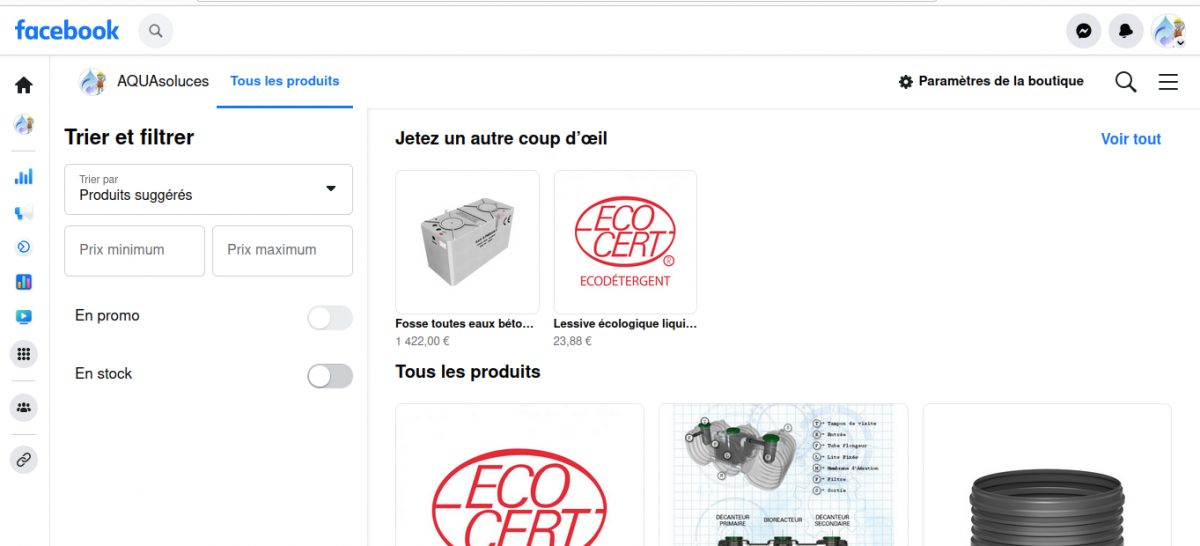 La boutique est sur Facebook !