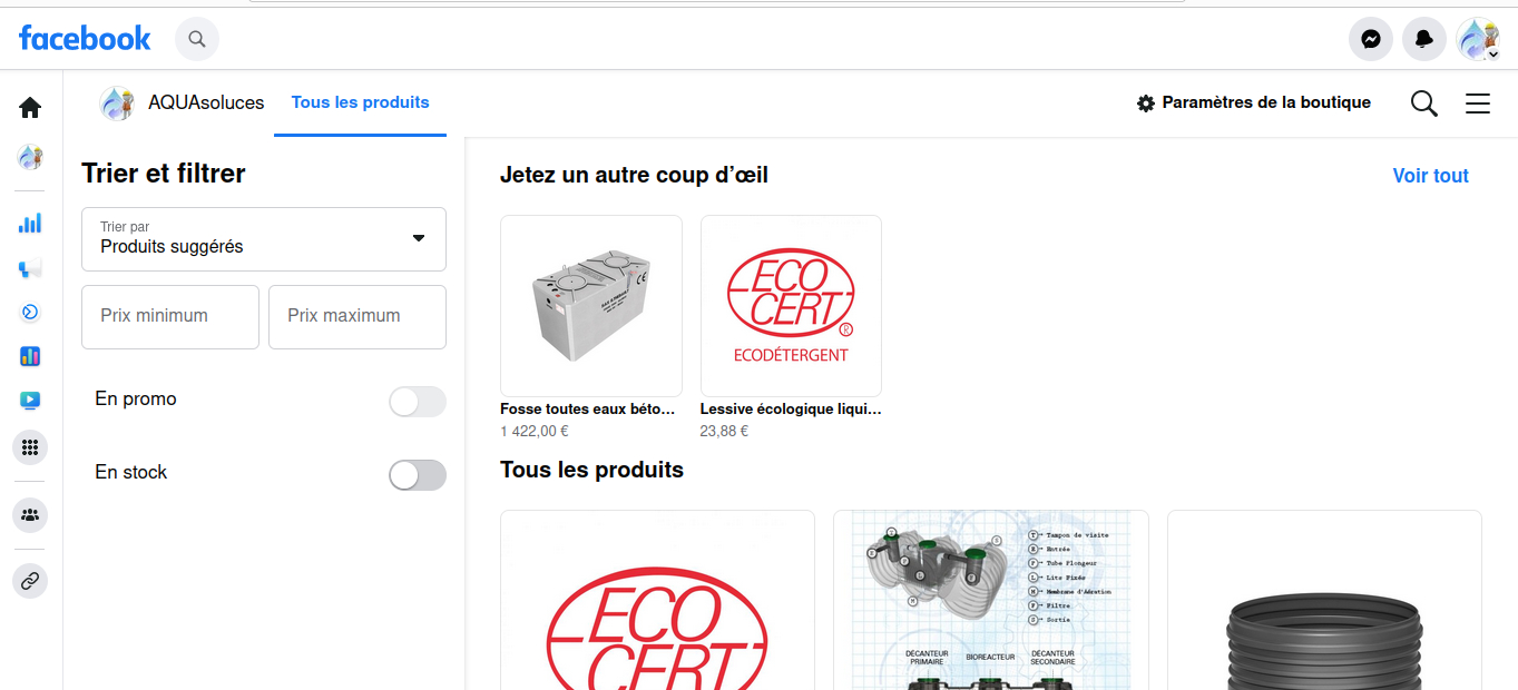 La boutique est sur Facebook !