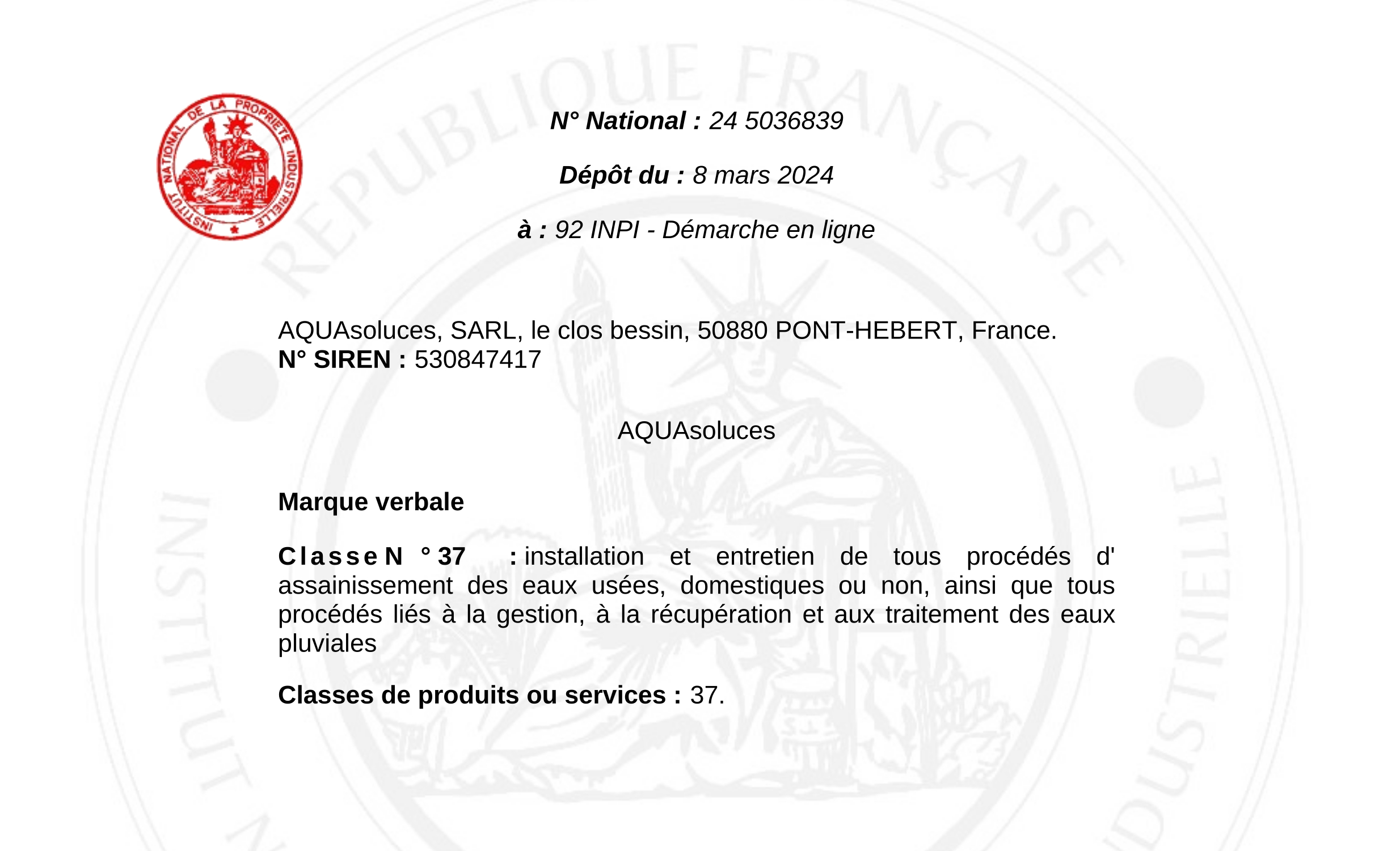 AQUAsoluces®, marque déposée